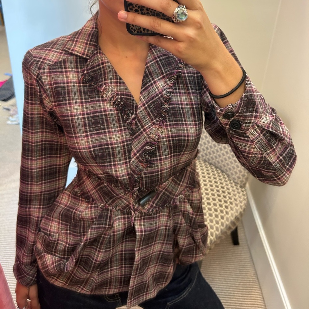 Vintage Nanette Lepore Purple Plaid Blazer